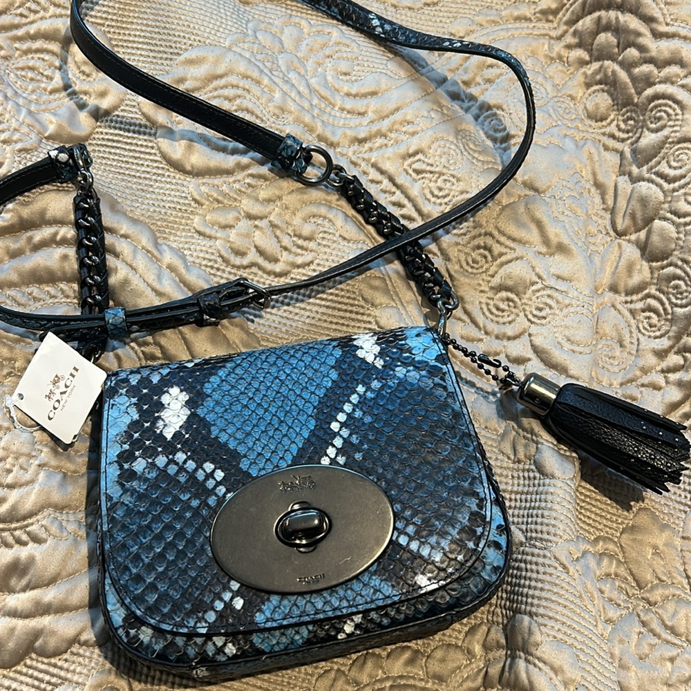 COACH Mini Python Denim Blues Crossbody Bag-NWT